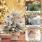 Mini Snow Flocked Artificial Christmas Tree 22" Small Xmas Snowed Pine Burlap Base Home Office Tabletop Winter Holiday Decor